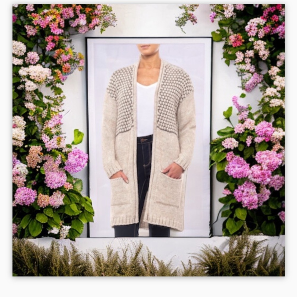 Textured Taupe Beige Wilfred Mixed Knit Cardigan -NWOT- Sz M 😍❤️-SOFT-